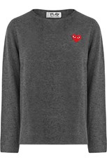 Comme Des Garcons PLAY MENS CREWNECK KNIT | GREY/RED HEART